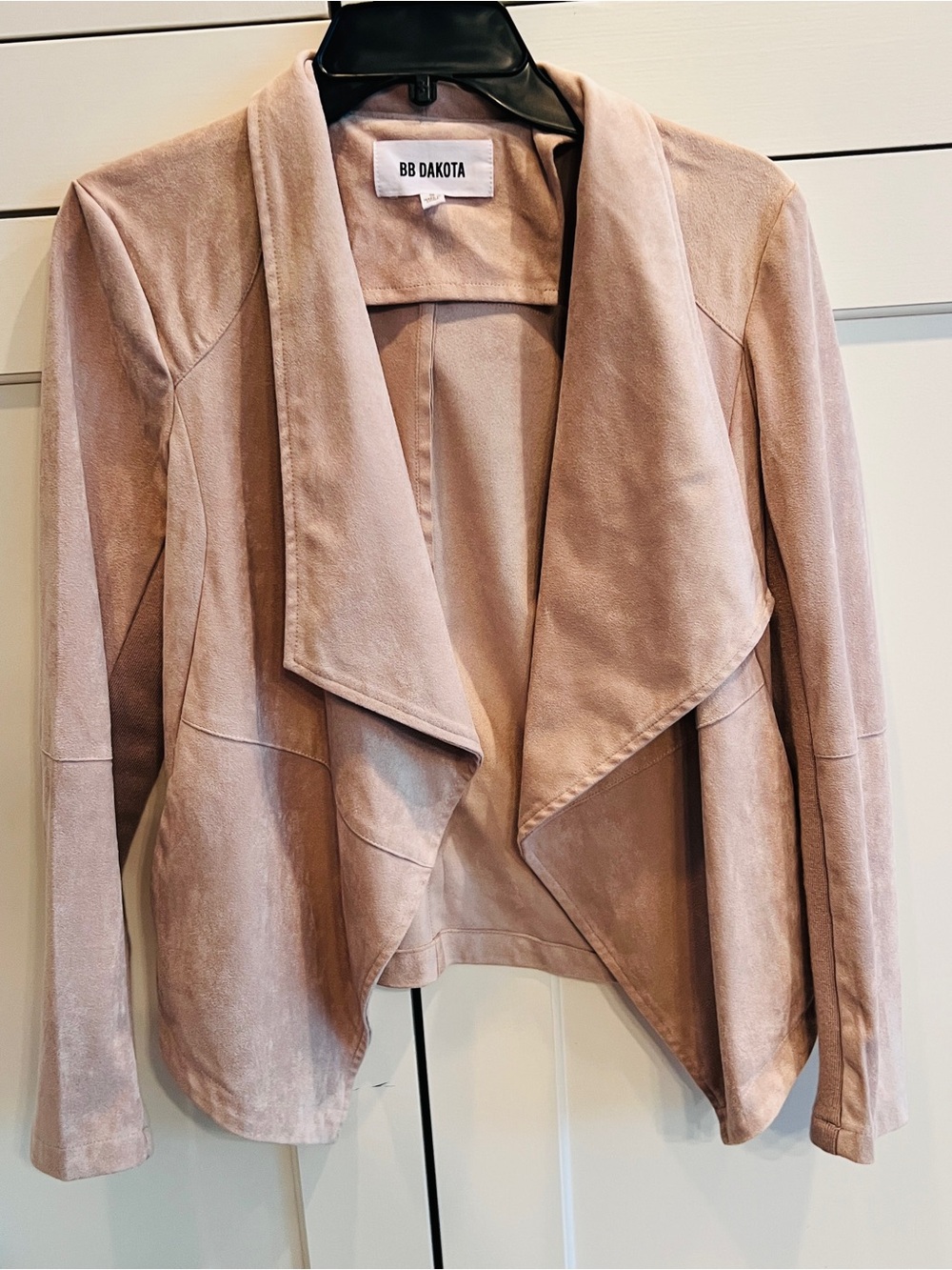 BB Dakota Women's Blush Faux Suede Drape Jacket-small